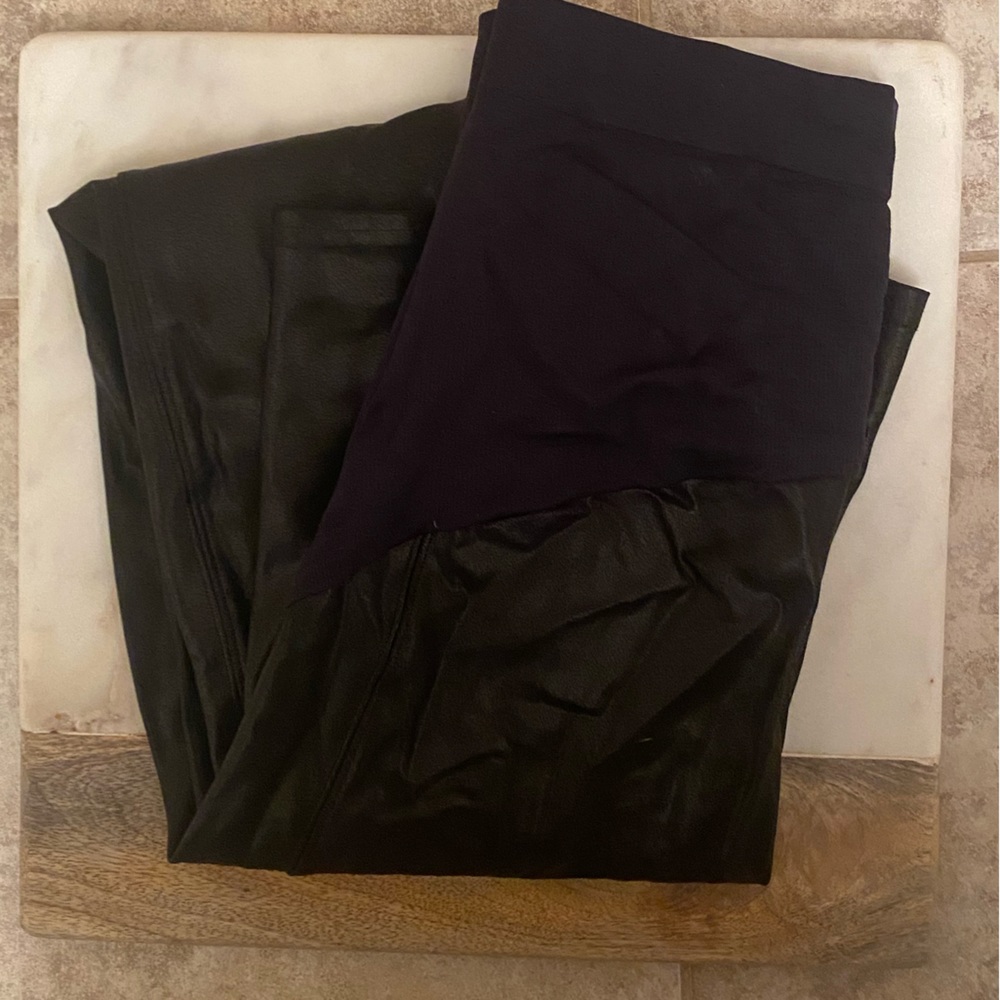 Spanx faux leather maternity leggings